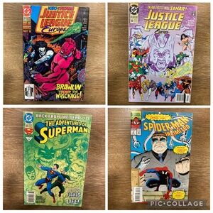 4 Early 90s DC and Marvel Comic Books Superman Spider-Man Justice League Europe